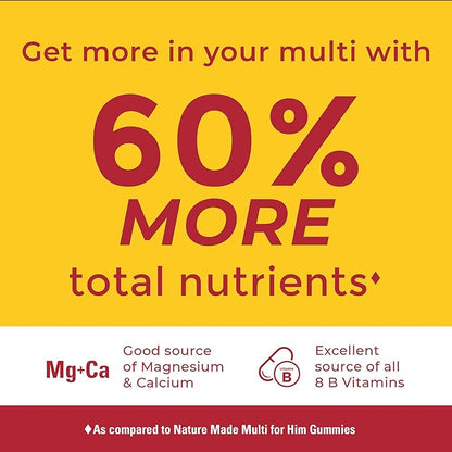 Nature Made Advanced Multivitamin Gummies for Him with Magnesium Citrate, Calcium & All 8 B Vitamins, Multivitamin for Men, 90 Gummies, 30 Day Supply