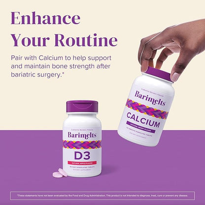 BariMelts Vitamin D3 5000 IU - 90 Fast-Dissolving Tablets (3-Month Supply) - Bariatric Vitamins for Women, Natural Apple Flavor
