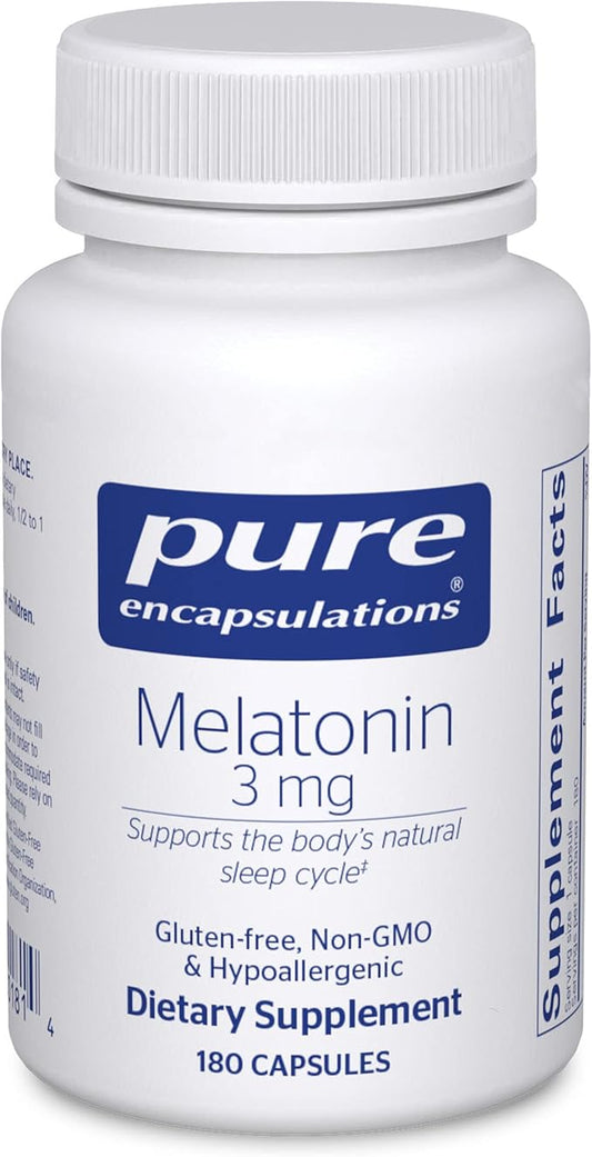 Pure Encapsulations Melatonin 3 mg - Antioxidant Supplement to Support Natural Sleeping & Relief of Occasional Sleeplessness - for Natural Sleep Support* - 180 Capsules
