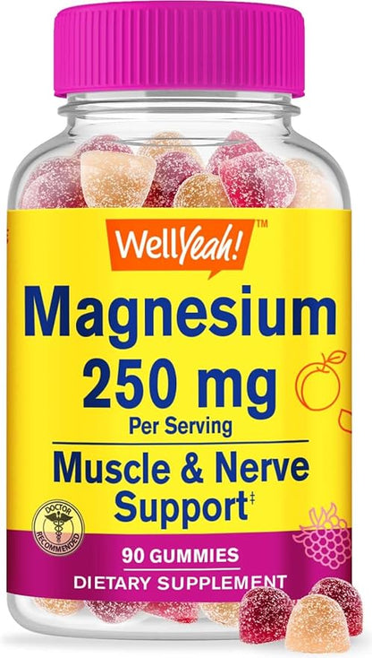 Magnesium Citrate Gummies 250mg - Highly Absorbable Stress Relief, and Sleep Support Chewable Supplement, Gluten-Free, Non-GMO - Natural Sourced Flavors - 90 Gummies