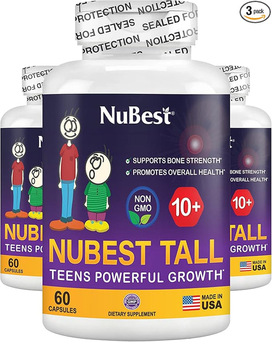 NuBest Tall 10+ - Advanced Bone Strength Formula, Enhanced Immunity, Healthy Bone & Optimal Wellness with Calcium, Vitamins D3, Vitamin K2 for Ages 10+ - Who Drink Milk Daily - 3 Pack