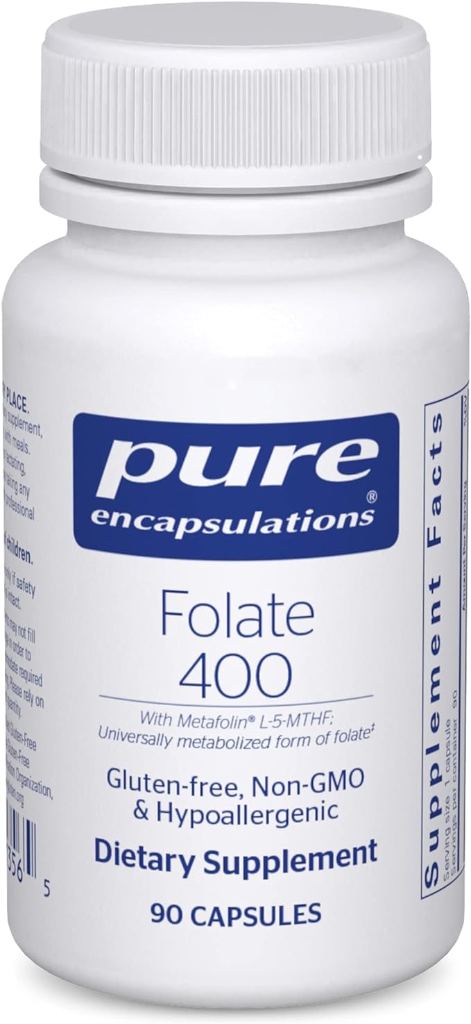 Pure Encapsulations Folate 400 | Metafolin L-5-MTHF Supplement to Support Cardiovascular, Cellular, and Neural Health* | 90 Capsules