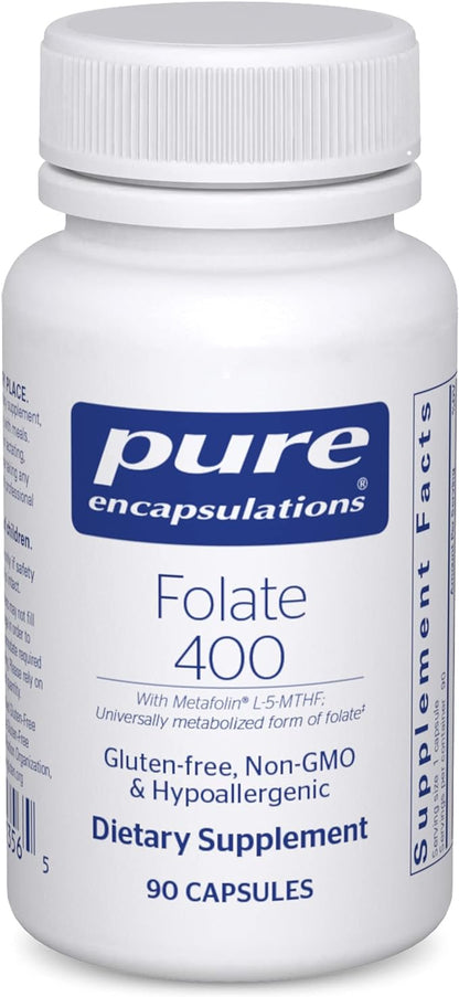 Pure Encapsulations Folate 400 | Metafolin L-5-MTHF Supplement to Support Cardiovascular, Cellular, and Neural Health* | 90 Capsules