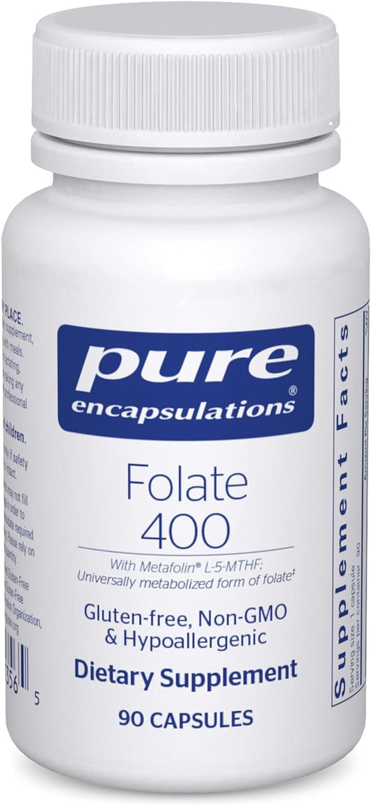 Pure Encapsulations Folate 400 | Metafolin L-5-MTHF Supplement to Support Cardiovascular, Cellular, and Neural Health* | 90 Capsules
