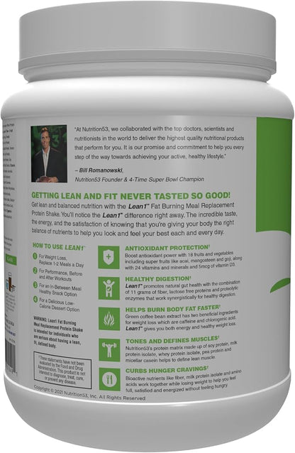 Lean1 meal replacement protein powder, chocolate flavor, 15 serving tub