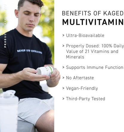 Kaged Multivitamin with Whole Foods | Organic Fruits & Veggies | Plant Based | Vegan Multivitamin for Women and Men | Vitamin C, D, E, B12 | 60 Servings