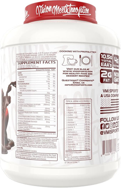 VMI Sports | Protolyte Whey Isolate Protein Powder | Low-Calorie 100% Whey Protein Isolate | Non-GMO Low Sugar Lactose Free and Gluten Free