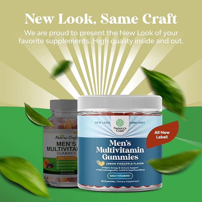 Men's Multivitamins Gummies with Superfood Complex - Daily Multivitamin for Men with CoQ10 and Ashwagandha for Energy and Immunity - Vegetarian Adult Multivitamin Gummies for Men (2 Month Supply)