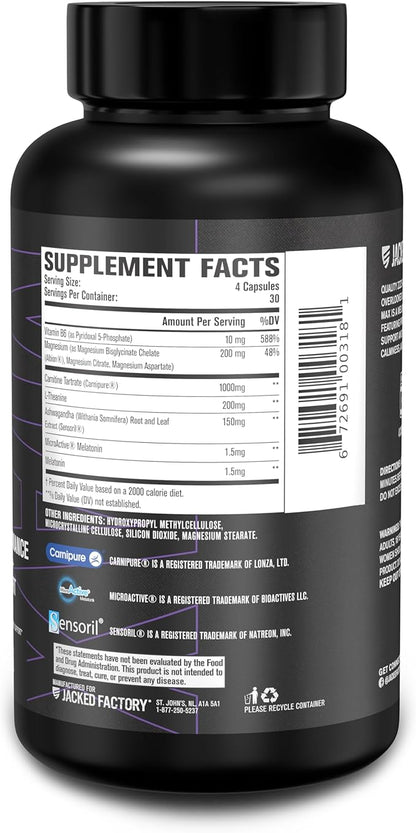 Jacked Factory Lean PM Max - High-Performance Weight Loss, Sleep Support, Fat Burner, & Appetite Suppressant for Men and Women w/Melatonin, Magnesium, Carnipure, & Ashwagandha - 120 Diet Pills