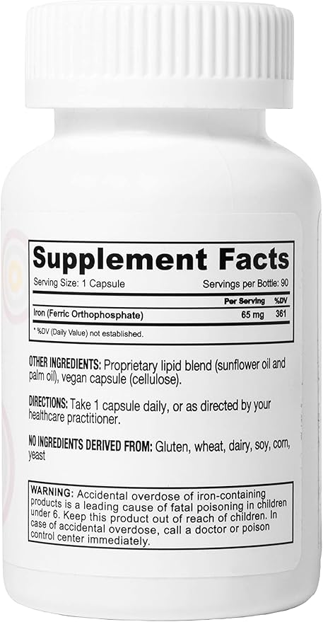 Core Med Science Liposomal Iron Supplement for Women & Men, 65mg (90 Capsules) - Iron Absorption Vitamin Pills for Deficiency During Pregnancy - Easy to Swallow & Gentle on Stomach - Dairy-Free