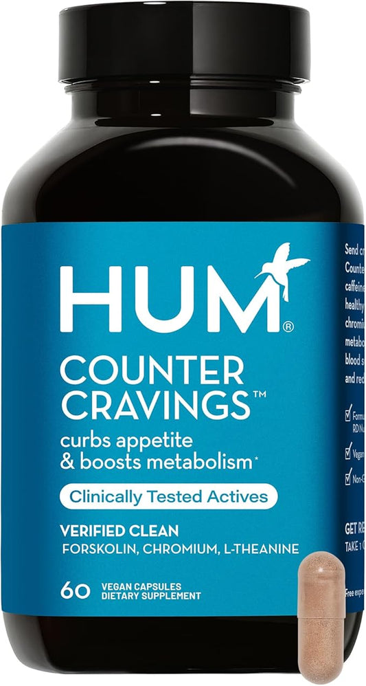 HUM Counter Cravings - Chromium Craving Suppressants with L-Theanine, Seaweed Extract & Forskolin to Support a Healthy Lifestyle (60-Count)