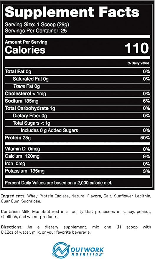 Outwork Nutrition Build Whey Protein Isolate Powder - Low Lactose, Gluten-Free Protein Powder for Muscle Growth & Workout Recovery, Backed by Science, Vanilla, 1.6lbs