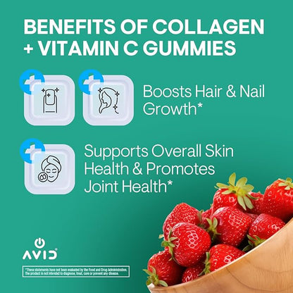 Playboy - Collagen + Vitamin C Gummies for Hair, Skin, Nails & Joint Health (60 Gummies) - Strawberry Flavored Vitamin C & Collagen Supplement for Women & Men - Non-GMO, Gluten Free, Nut Free Gummy