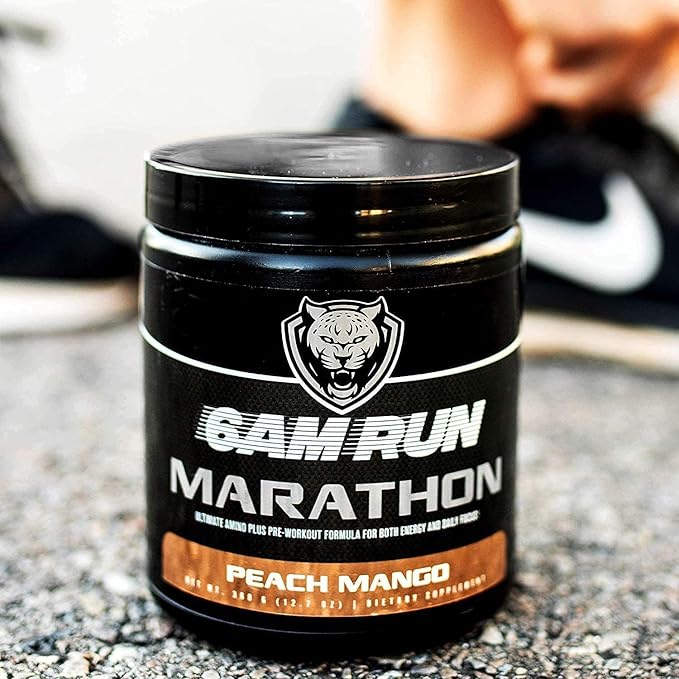 6AM Run Marathon, Pre Workout Powder for Distance Running, High Energy Amino Formula, for Cardio and Stamina, No Jitters, All Natural, Keto, Vegan, Peach Mango Flavor, 40 Servings
