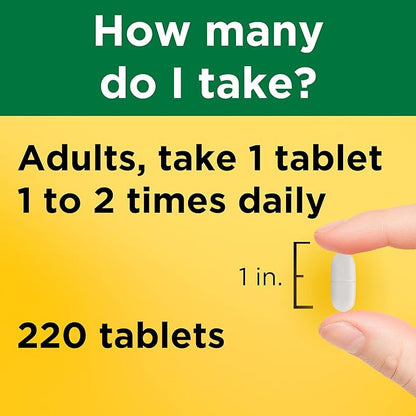 Nature Made Calcium 600 mg with Vitamin D3, Dietary Supplement for Bone Support, 220 Tablets (pack of 1)