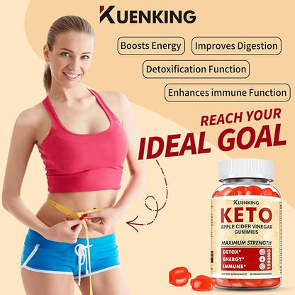 Keto ACV Gummies Advanced Formula, Apple Cider Vinegar Gummies Formulated with Pomegranate Beet Juice Powder B12, 1500MG Vegan Non GMO 60 Gummys