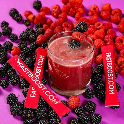 WonderSlim FAST BOOST Energy & Hydration Drink Mix, Berry, with Electrolytes, Vitamins B, C & E, Antioxidants, No Sugar (14ct)
