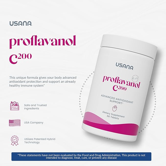 USANA Proflavanol C200 - Advanced Antioxidant with Bioflavanoids and Vitamin C for Heart Health - 56 Tablets - 28 Day Supply