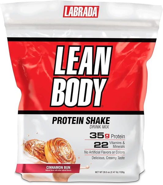 Labrada Nutrition Lean Body Hi-Protein Meal Replacement Shake, Cinnamon Bun, 2.47 Pound Packaging May Vary