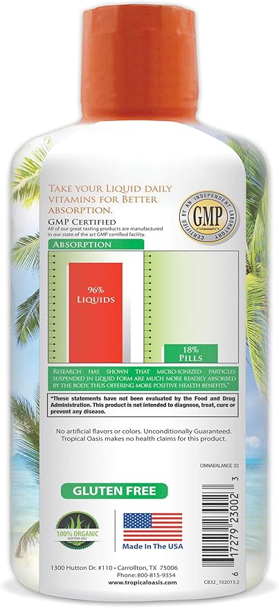 Cinnabalance – Liquid Cinnamon Supplement w/ Cinnamon Bark, Aloe Vera, Ginger Root, Green Tea & Antioxidants - 32 oz, 32 servings