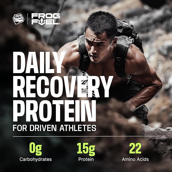 Frog Fuel Power Regular Protein Shot, 15g Protein Nano-Hydrolyzed Grass Fed Collagen, Post Workout, Gluten Free, Fat & Sugar Free, 22 Amino Acids, 0 Carbs, Berry, 1 oz Packets, 24 Pack