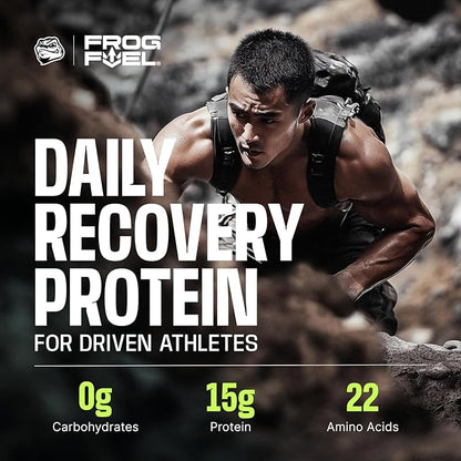 Frog Fuel Power Regular Protein Shot, 15g Protein Nano-Hydrolyzed Grass Fed Collagen, Post Workout, Gluten Free, Fat & Sugar Free, 22 Amino Acids, 0 Carbs, Berry, 1 oz Packets, 24 Pack