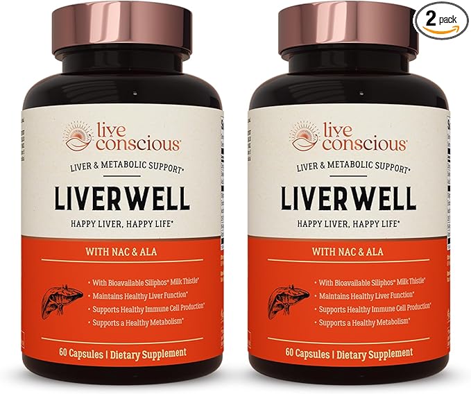 LiverWell Liver Cleanse, Rejuvenation, Metabolic Support - Liver Supplement for Liver Health w/Highly Bioavailable Milk Thistle Extract, N-Acetyl Cysteine, Alpha Lipoic Acid, Zinc, Selenium - 2 Pack
