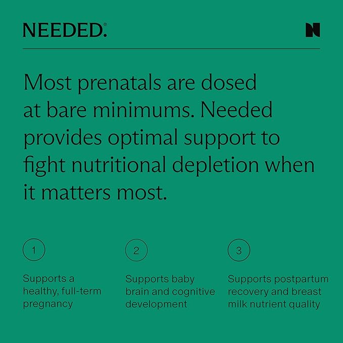 Needed. Multivitamin for Prenatal | Prenatal Multi Essentials Capsule- Pregnancy, Breastfeeding, Postpartum | Expertly-Formulated & Third-Party Tested, | 30-Day Supply