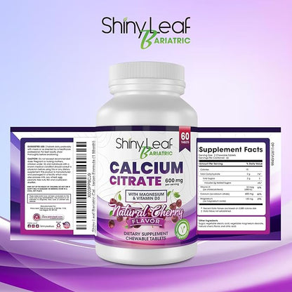 Bariatric Multivitamin with Iron Once-a-Day and Cherry Chewable Calcium Citrate for Post Bariatric Surgery Including Gastric Bypass and Sleeve (3 Months)