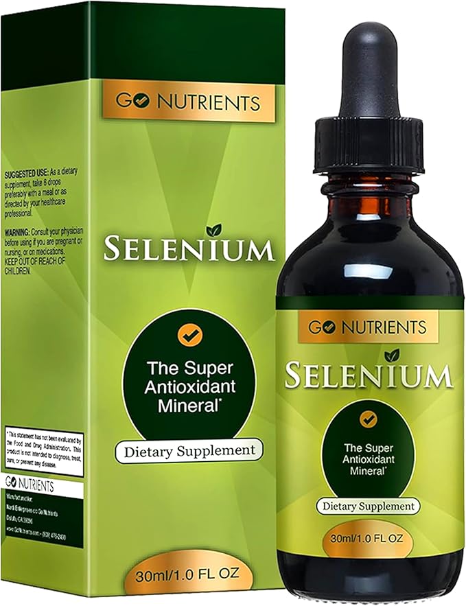 Go Nutrients Selenium 200 mcg Supplement, Yeast-Free Liquid Drops, Selenium Drops, Herbal Supplements with Trace Mineral Selenium and Purified Water, Selenium Liquid - 1.0 oz Bottle