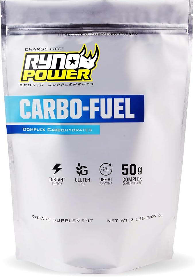Ryno Power Carbo-Fuel Stimulant-Free Drink Mix 2lb (20 Servings) - All-Natural Pure Carbohydrate Powder for Athletic Performance - Vegan and Gluten Free