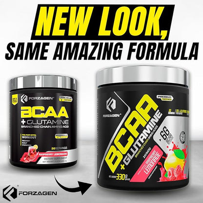 Forzagen BCAAS Amino Acids Powder with Glutamine BCAA Powder, Branched Chain Amino Acids Supplements Powder, BCAA Lean Energy Pre Workout - Post Workout Muscle Recovery Powder, 30 Servings