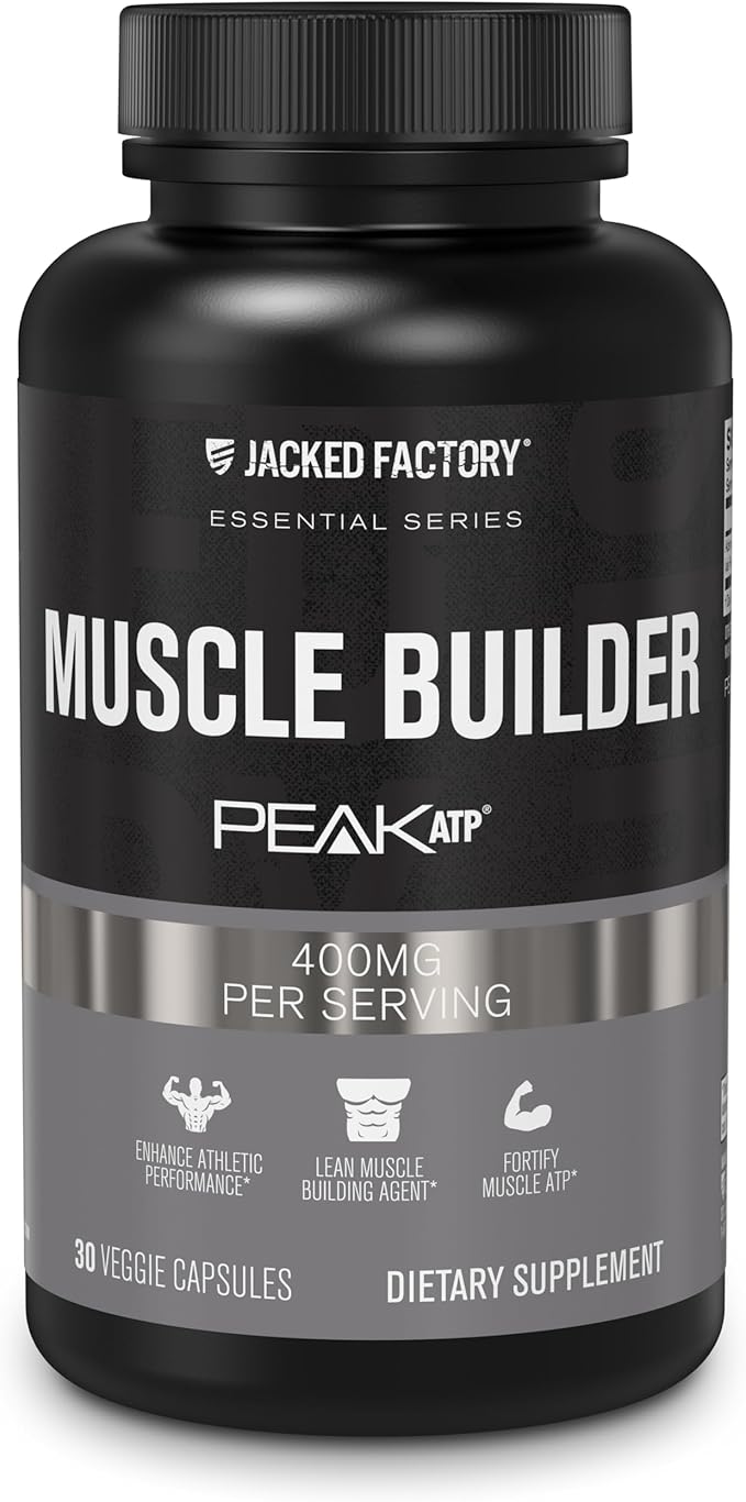 Jacked Factory Essentials Muscle Builder - Daily Muscle Builder for Men with Peak ATP to Support Lean Muscle Gain, Enhance Athletic Performance, & Fortify ATP Levels for Muscle Growth - 30 Capsules