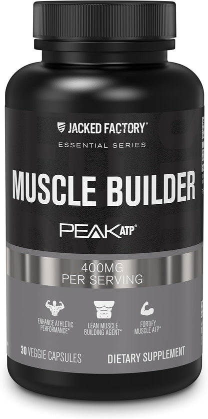 Jacked Factory Essentials Muscle Builder - Daily Muscle Builder for Men with Peak ATP to Support Lean Muscle Gain, Enhance Athletic Performance, & Fortify ATP Levels for Muscle Growth - 30 Capsules