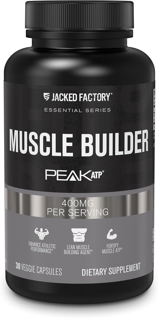 Jacked Factory Essentials Muscle Builder - Daily Muscle Builder for Men with Peak ATP to Support Lean Muscle Gain, Enhance Athletic Performance, & Fortify ATP Levels for Muscle Growth - 30 Capsules