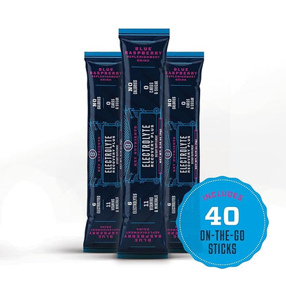 KEY NUTRIENTS Electrolytes Powder Packets - Delicious Blue Raspberry 40 Pack Hydration Packets - Travel Hydration Powder - Made in USA - No Sugar, No Calories, Gluten Free