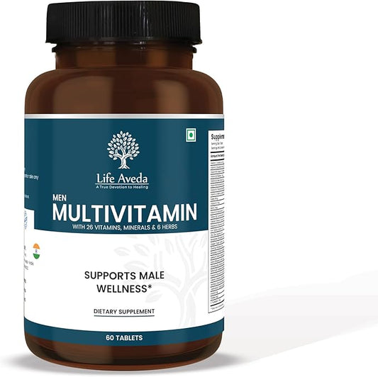 Life Aveda- Daily Multivitamin for Men with Vitamin A, B12, C, D, Calcium and More - 60 Capsules