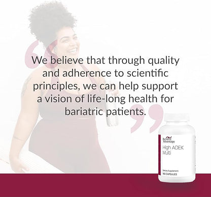 Bariatric Advantage High ADEK Multi - for Bariatric Surgery Patients - Multivitamin with Vitamins A, D, E, K & Trace Minerals - 100%+ DV of ADEK - 180 Capsules