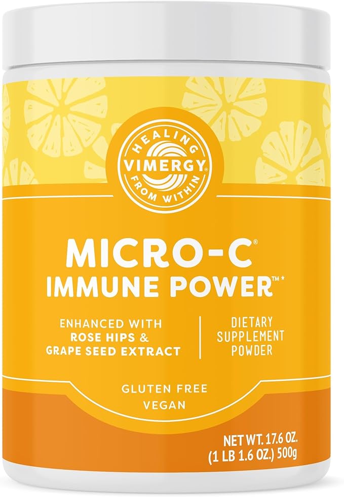 Vimergy Micro-C Immune Power TM * - 500g – 278 Servings – 1000mg/serving – Gentle Form – Antioxidant Phytonutrients – Immune & Nerve Support – Benefits Bone & Cartilage – Gluten-Free – Kosher – Vegan