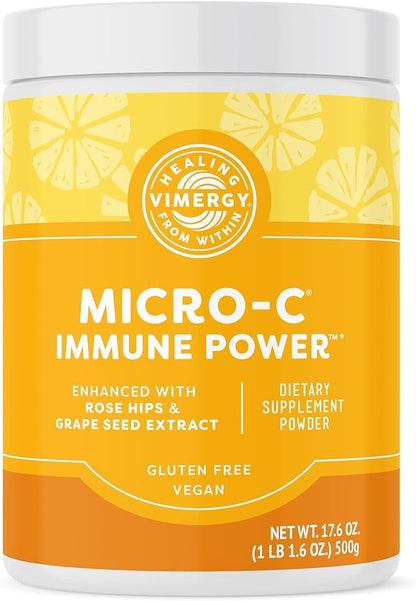 Vimergy Micro-C Immune Power TM * - 500g – 278 Servings – 1000mg/serving – Gentle Form – Antioxidant Phytonutrients – Immune & Nerve Support – Benefits Bone & Cartilage – Gluten-Free – Kosher – Vegan