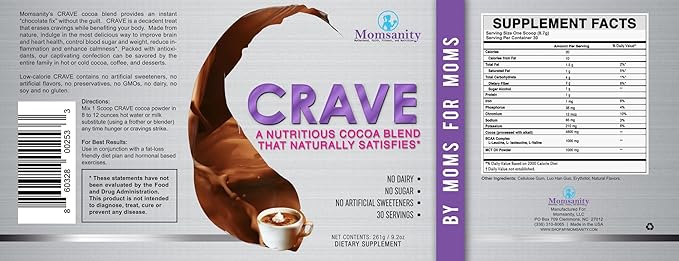 Crave Low Calorie, Low Carb Chocolate Powder to Satisfy Cravings Naturally + Delicious Recipe Guide PDF | 30 Servings