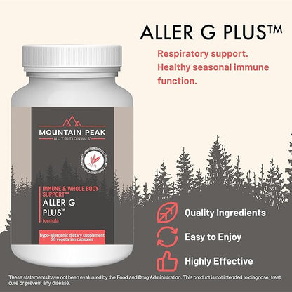 Mountain Peak Nutritionals Aller G Plus Formula - Daily Respiratory Support Supplement - Promotes Healthy Seasonal Immune Function - Hypoallergenic Dietary Supplement (90 Vegetarian Capsules)