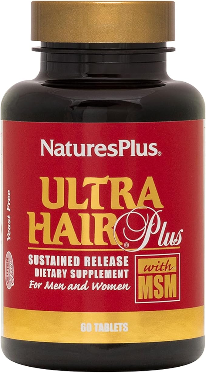Natures Plus Ultra Hair, Sustained Release - 60 Vegetarian Tablets - Natural Hair Growth Supplement for Men & Women - Longer, Thicker Hair - Gluten-Free - 30 Servings