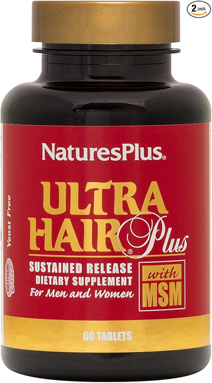 NaturesPlus Ultra Hair Plus - 60 Tablets, Pack of 2 - Sustained Release Formula for Men & Women - Gluten Free - 60 Total Servings