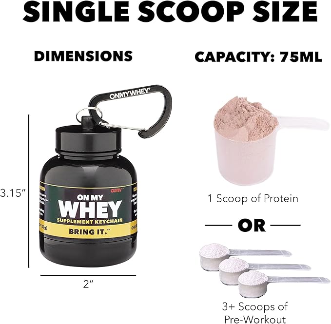 Protein Powder and Supplement Funnel Keychain, Portable to-Go Container for The Gym, Workouts, Fitness, and Travel - TSA Approved, Classic 3-Pack
