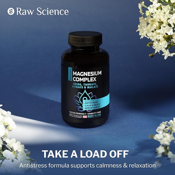 Magnesium Citrate Capsules | Multi Magnesium Supplement for Women & Men | Complete Magnesium Complex | High Absorption Magnesium Taurate for Relaxation, Muscle and Nerve Health | 60 Plant-Based Pills