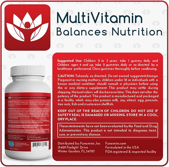 Organic Gummy MultiVitamins, 2-Pack, 60 Count Each; Blend of 11 Essential Nutrients, for Kids and Adults, Vegan, Assorted Strawberry, Lemon, Orange Flavors