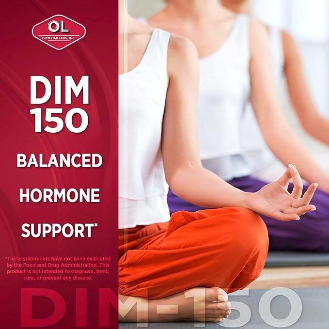 Olympian Labs DIM Diindolylmethane Supplement 150mg, 60 Caps Metabolize Estrogen Level, Prostate, Uterine, Cervical Health