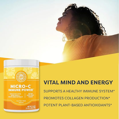 Vimergy Micro-C Immune Power TM * - 500g – 278 Servings – 1000mg/serving – Gentle Form – Antioxidant Phytonutrients – Immune & Nerve Support – Benefits Bone & Cartilage – Gluten-Free – Kosher – Vegan