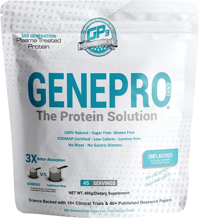 Unflavored Protein Powder - New Formula - Lactose-Free, Gluten-Free, & Non-GMO Whey Isolate Supplement Shake (3rd Generation, 45 Servings)